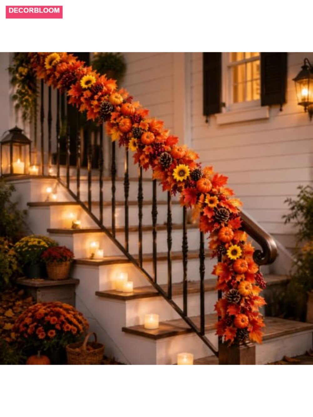 2 Pack 6ft Fall Garlands Maple Pumpkin Berry Pinecone Sunflower PE Decor - Picture 6 of 6